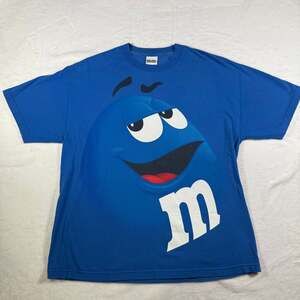 Vintage M&M's Blue Chocolate Candy Adult's T-Shirt, Size XL